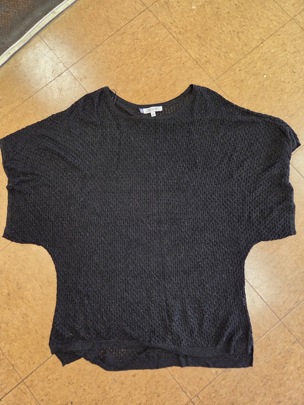 Jennifer Lopez Y2k Style Black Fishnet Short Sleeve sweater Top